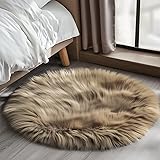 Goolela Round Rug - 4ft Beige Fluffy Shag Washable