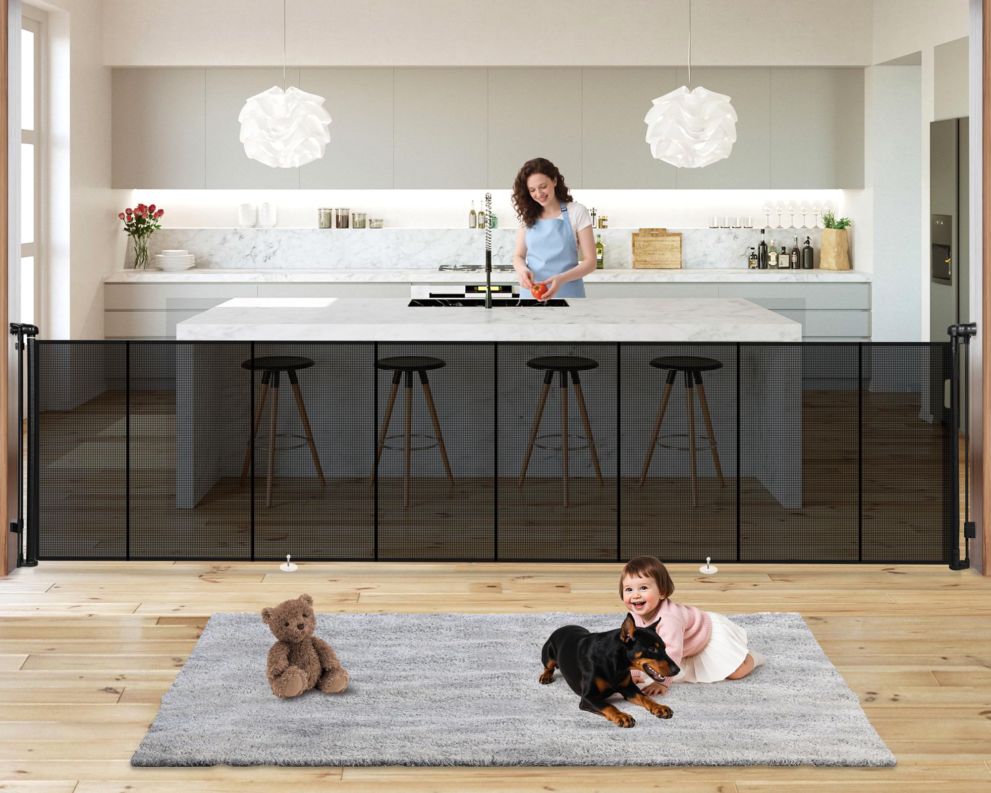 Photo 1 of ***FINAL SALE/NO RETURN, SOLD AS PARTS*** 19.7ft Retractable Baby Gates Dog Gate - 236" Extra Wide Expandable Child Safety Gate,37" Tall Toddler Pet Mesh Gate with Reinforced Strips for Doorways,Stairs,Hallways,Outdoor & Indoor Large Openings