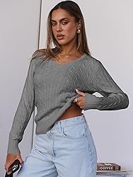 ANRABESS Womens Long Sleeve Cable Knit Sweater 2025