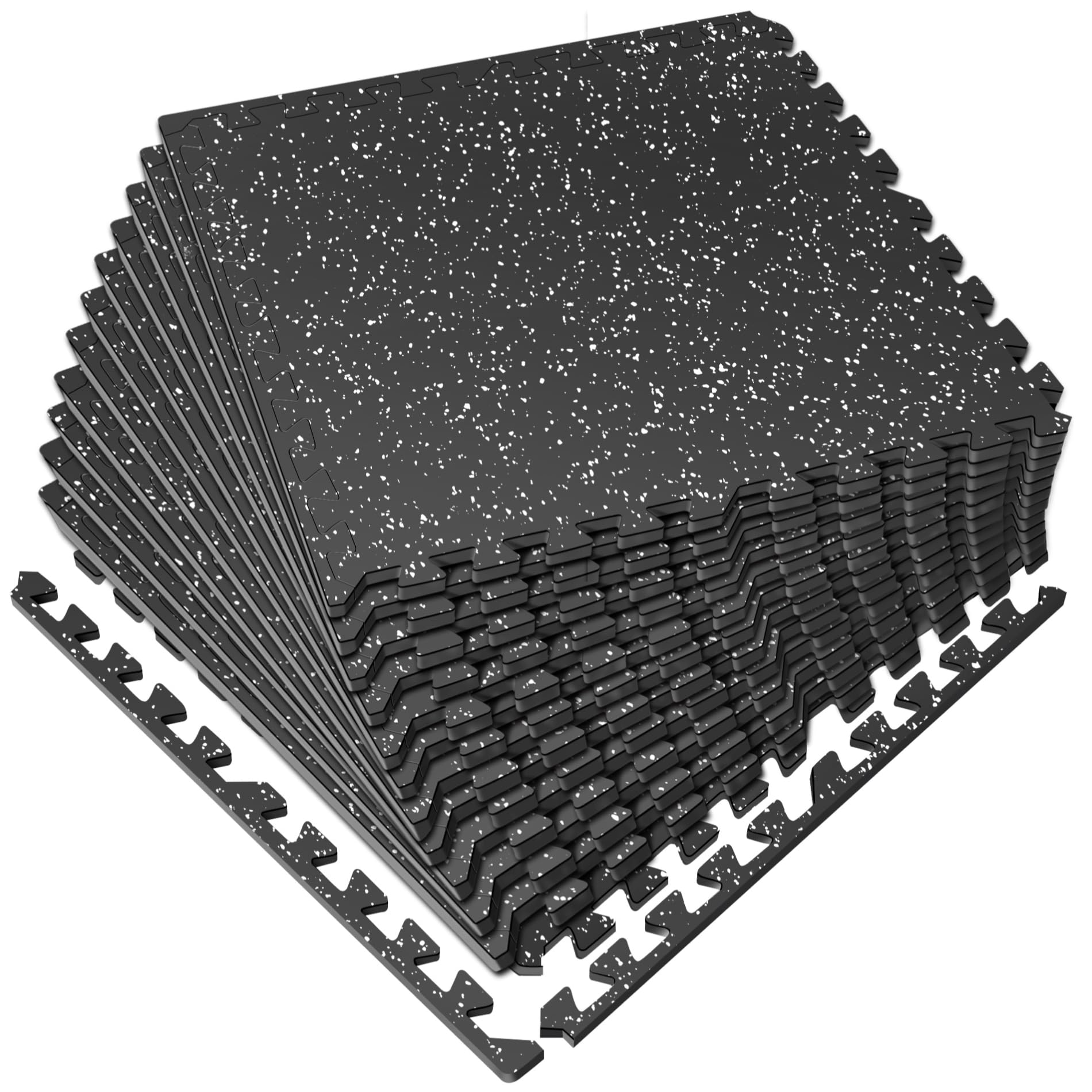 Photo 1 of 0.56in Thick 48 Sq Ft Gym Flooring for Home Gym, 12 Tiles Workout Exercise Equipment Mats, Rubber Top with EVA Foam, Interlocking Puzzle Floor Tiles for Fitness Room, Protective Flooring Mat