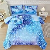 PERFEMET Blue Twin Comforter Set for Girls, 6 Pieces Twin Bed in A Bag, 3D Colorful Kids Bedding Comforter Set with Sheets, Tie Dye Ombre Fluffy Teen Girl Bed Set (Blue, Twin)