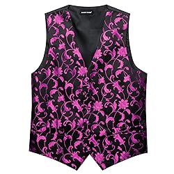 Barry.Wang Hot Pink Black Vest for Men Silk