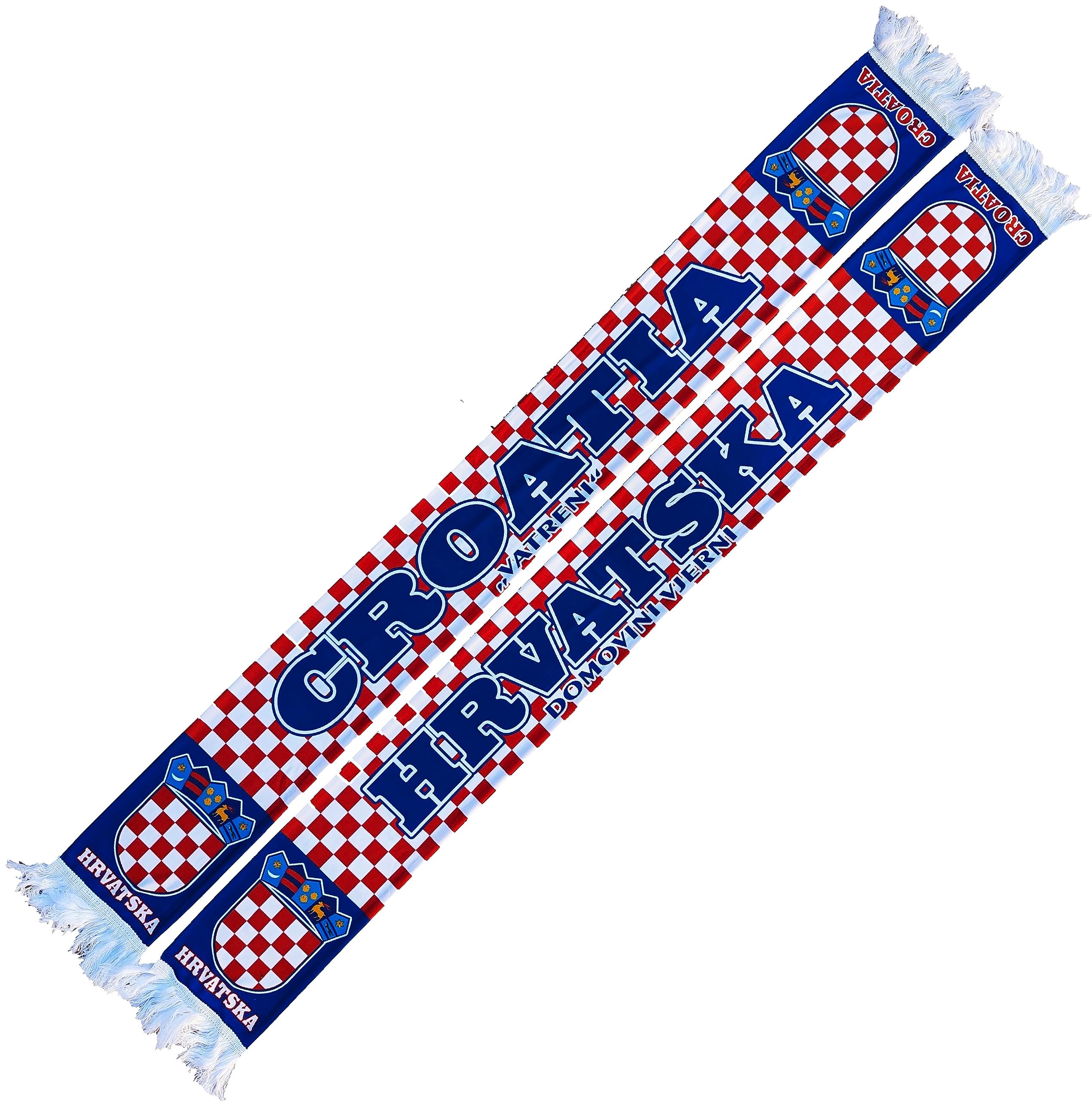 Generisch Croatia Scarf, Blue, Silk, Graphic Pattern, Unisex-Adults, 145 cm x 17 cm, 100% Polyester, Washable at 30°C, Football, Champion, Cult, Rare, Limited, European, Ukrainian Team Fan Gift