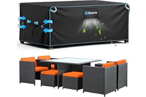 Duerer Patio Furniture Covers Waterproof 420D Outdoor Furniture Covers 84"L X 44"W X 28"H, for Patio Furniture Sets, Sofa, Table and Chair Set Cover, Anti-UV Rain Snow Dust Wind-Proof with Air Vent