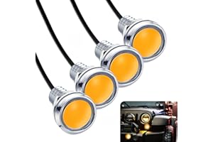 JRQLOV 4Pcs 23mm COB DC 12V Eagle Eye LED Car Fog DRL Daytime Running Light Car ATV Camper Trunk Motorcycle Marker Lights Lamp Tail Reverse Fog Light Signal Lamp (Yellow)