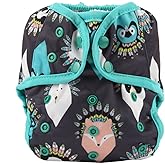 One Size Cloth Diaper Cover Snap with Double Gusset (Feather Animal)