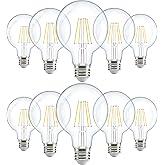 Sunco 10 Pack G25 Globe Light Bulbs LED Edison Vanity Light Bulbs, CRI90 2700K Soft White, Dimmable, 5W=60W, Clear Vintage Fi