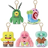 Fuggler Spongebob 5-inch Licensed Keyring Assortment 5 Pack by ZURU &ndash; Funny Ugly Monster Stuffed Animal with Human-Like Teeth, Collectible Bag Charm for Kids, Tweens, Teens, Adults
