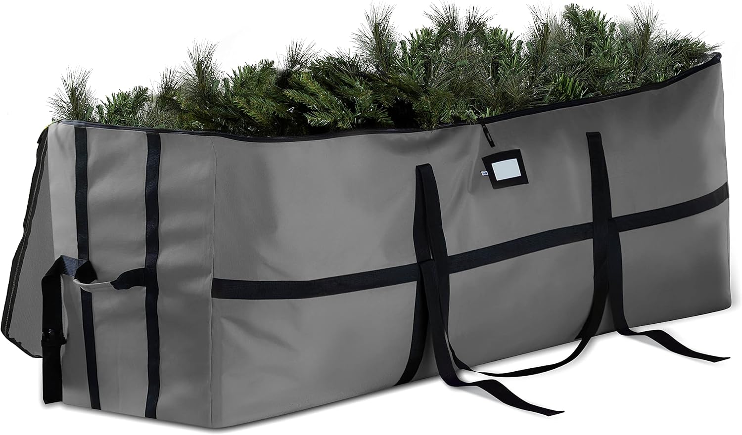 Holiday Décor Storage - Zober Christmas Tree Storage Bag 7.5 Ft - Artificial Disassembled Christmas Tree Storage - 2 Zipper, Durable Straps & Handles - XMas Tree Bag Made From Tear Proof 600D Oxford - Gray