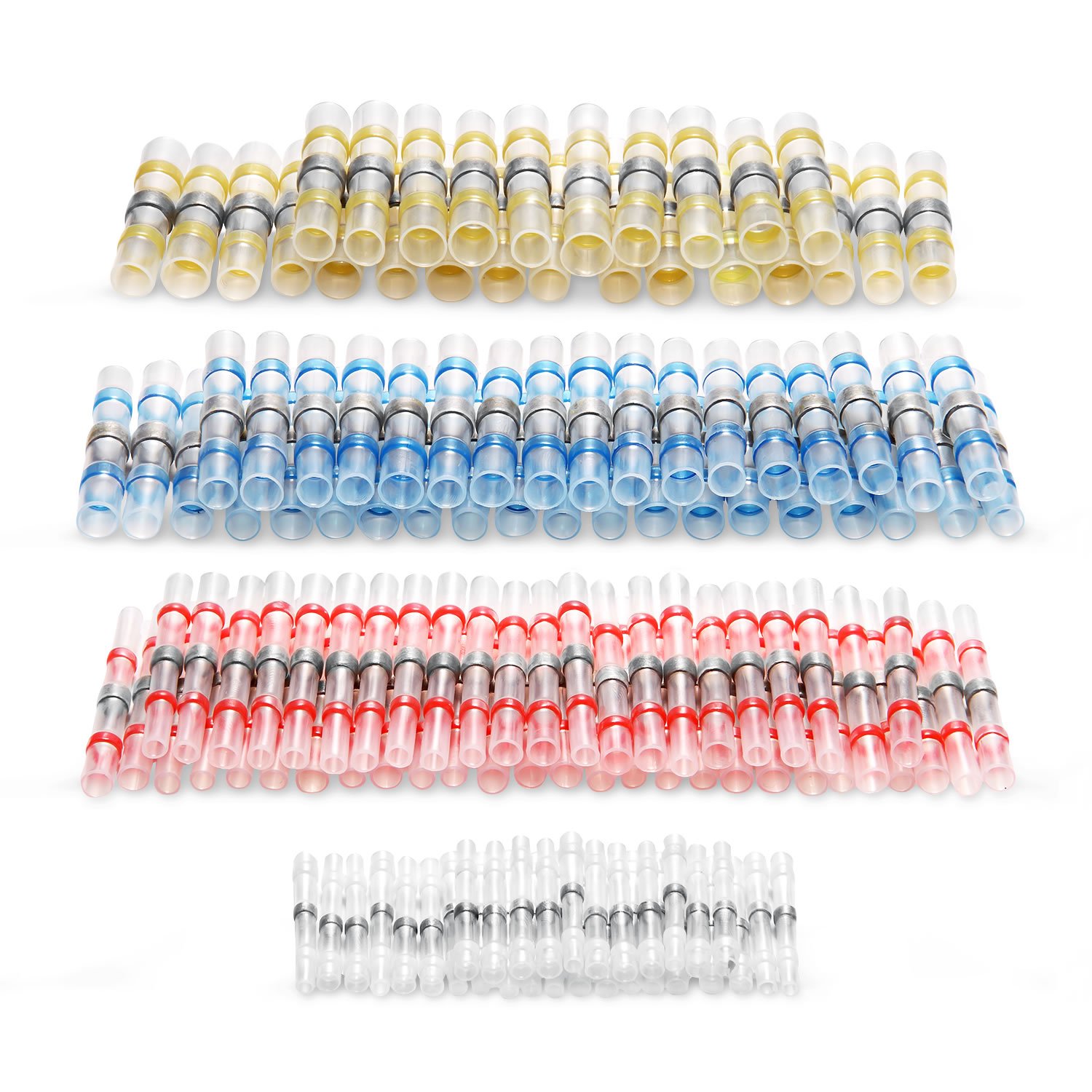 Kuject 120PCS Solder Seal Wire Connectors, Self-Solder Heat Shrink Butt Connector Solder Sleeve Waterproof Insulated Electrical Butt Splice Wire Terminals for Marine Automotive Boat Truck Wire Joint: Automotive