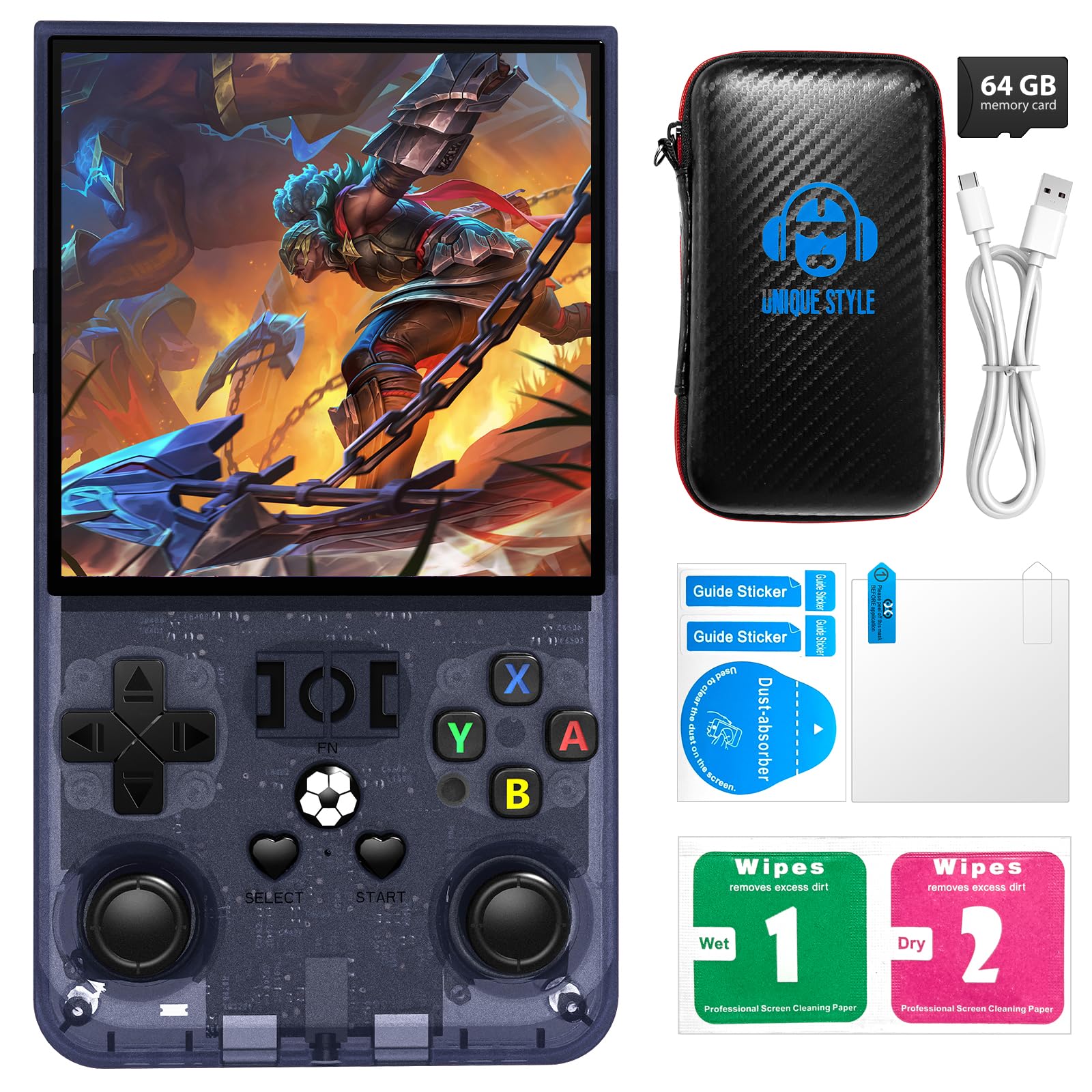 R36MAX Retro Handheld Game Console with Open Source Linux System, 64GB TF Card Built-in 18,000+ Classic Video Games, Portable Gaming Console with 4.0-inch IPS HD Screen & 4000mAh Battery (Gray 64GB)