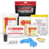 Bleeding Control Zip Pack with QuikClot, Celox, Gauze Pads, Triangular Bandage, BZK Wipes, Nitrile Gloves, Tape &ndash; Trauma First Aid Kit for Emergency Use
