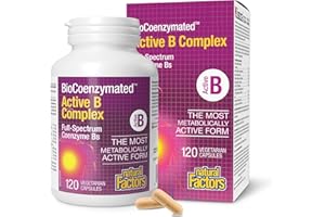 Natural Factors BioCoenzymated Active B Complex 120 Vegetarian Capsules, The Most Metabolically Active Form of B Vitamins, En