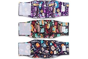 Flying Paws Male Dog Diapers Washable Belly Band Male Dog Wraps 3 Pack, Reusable Puppy Doggie Diapers Durable High Absorbed(A