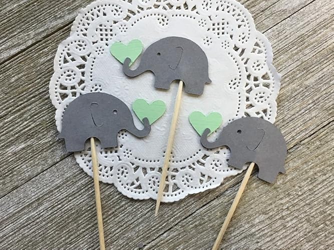 Cake Toppers Party Supplies 24 Mint Green Glitter Heart Toppers