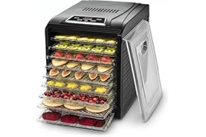 Gourmia GFD1950 Premium Electric Food Dehydrator Machine - Digital Timer and Temperature Control - 9 Drying Trays - Perfect f