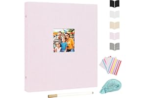 Aevdor Scrapbook Photo Album Linen Cover, 8.5x11 Inch Large 3 Ring DIY Scrapbook Album 40 Sheets 80 Pages, Scrap Book for Baby Shower Travel Wedding Anniversary Kids Adventure, Scrapbook Kits (Lilac)