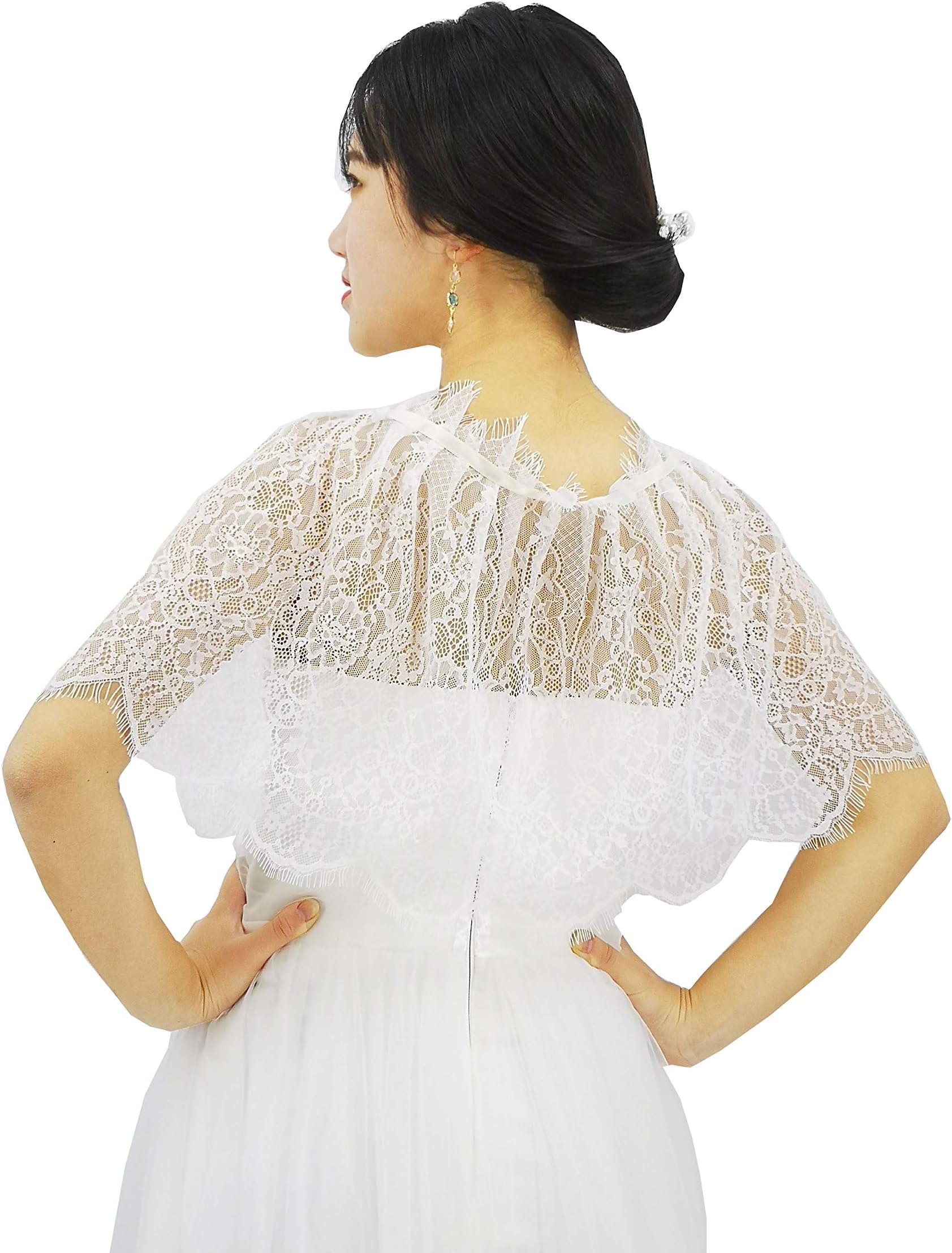 YuRongsxt Bridal Lace Capelet Wedding Lace Cape Cover Up Bridal Wrap C05