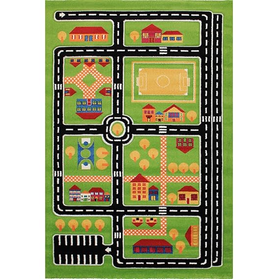 Taleta Designer Teppich Kinderzimmer Junge Mädchen Handgeschnitzt Polypropylen Spielzimmer Schlafzimmer Straßenteppich Grün 1