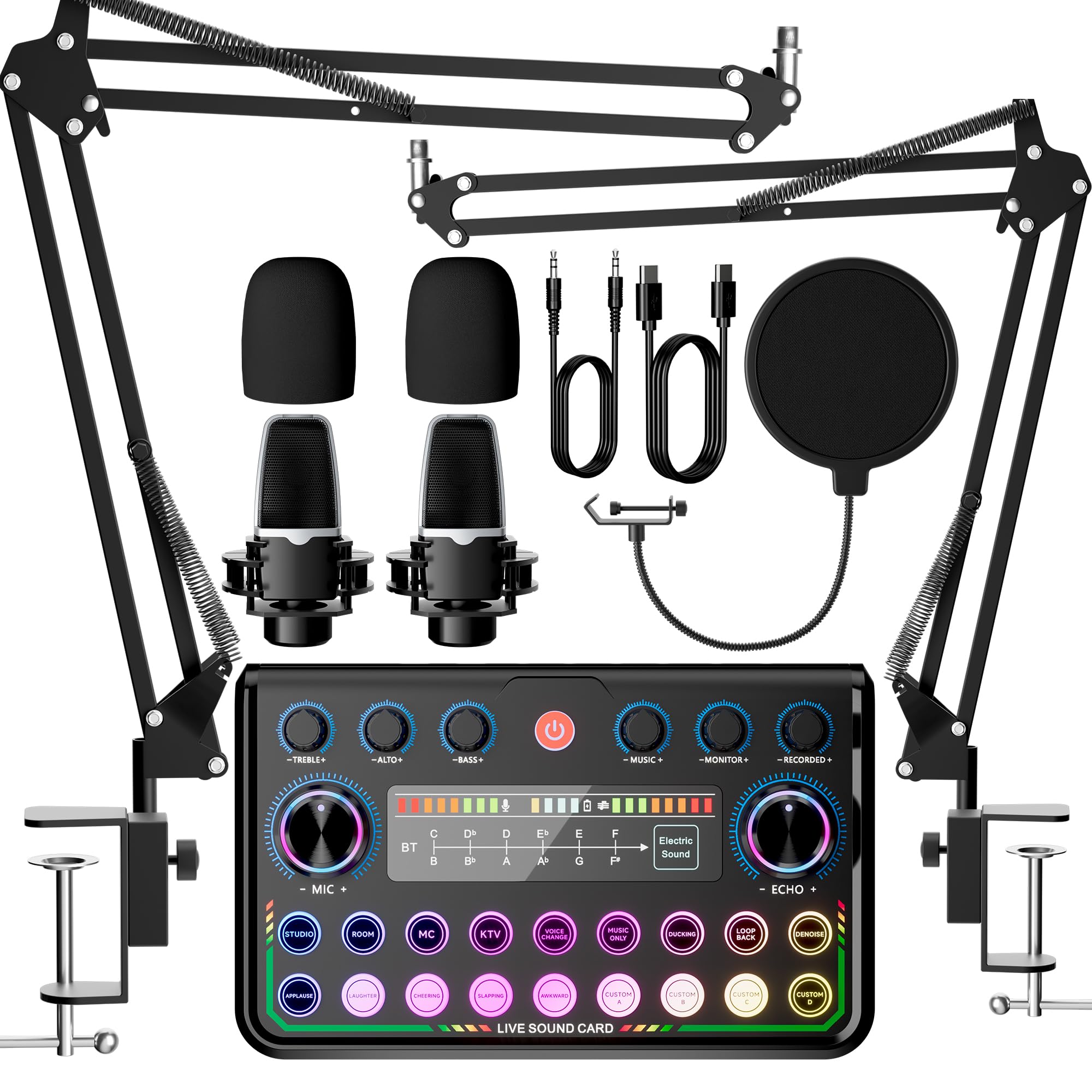 Photo 1 of SINWE Podcast Equipment Bundle for 2,Audio Interface with Podcast Microphone for Smartphone & PC,All-in-One DJ Mixer,Plug-and-Play,Perfect for Streaming, Singing, YouTube & Gaming