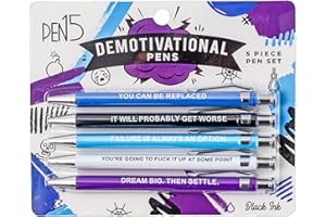 MilkToast Brands Demotivational Pens- Funny pens, office gag gift, funny gift for corworkers and friends, set of ballpoint pens with funny sayings, offensive pens