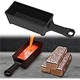Nelyrho 50 oz Troy Ounce Cast Iron Loaf Bar Ingot Mold Crucible with Handle for Melting Casting Refining Precious Metals Like Gold Silver Copper Aluminum Brass etc, black