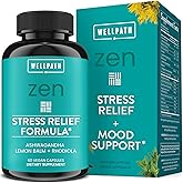 WellPath Zen Stress Relief Supplement + Mood Support | Calm, Stress & Energy Support | Ashwagandha Root, Rhodiola Rosea, L-Theanine, Lemon Balm | Herbal Capsules, 60 Ct