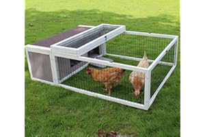 ROCKEVER Tortoise House Habitat Wooden, Chicken Coop with Run Rabbit Hutch Small Animal Hutch Enclosure Indoor/Outdoor (Grey, 49“x36”x14“)