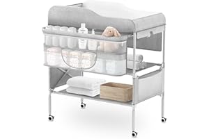 SEA PUNK Portable Baby Diaper Changing Table, Foldable Diaper Changing Station, Waterproof Changing Table Height Adjustable Changing Station for Infant and Nursery, Mobile Changing Station
