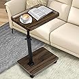 Aoligrace C Table End Table Adjustable Height, 360° Swivel Side Table with Wheels, Small TV Tray Table for Living Room Bedroom, Couch Tables That Slide Under for Sofa Bed Chair