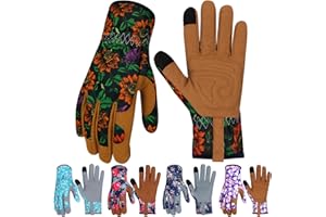 MERTURN Leather Gardening Gloves for Women Thorn Proof Garden Gloves Touch Screen Working Gloves Gifts,M