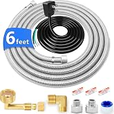 Dishwasher Installation Kit - 6 FT,with Elbows,Adapters and 6 FT Power Cord | Food Grade PEX Inner Tube,Stainless Steel Braided Hose with 3/8" Comp Fitting Include Brass Elbows,Adapters and Power Cord