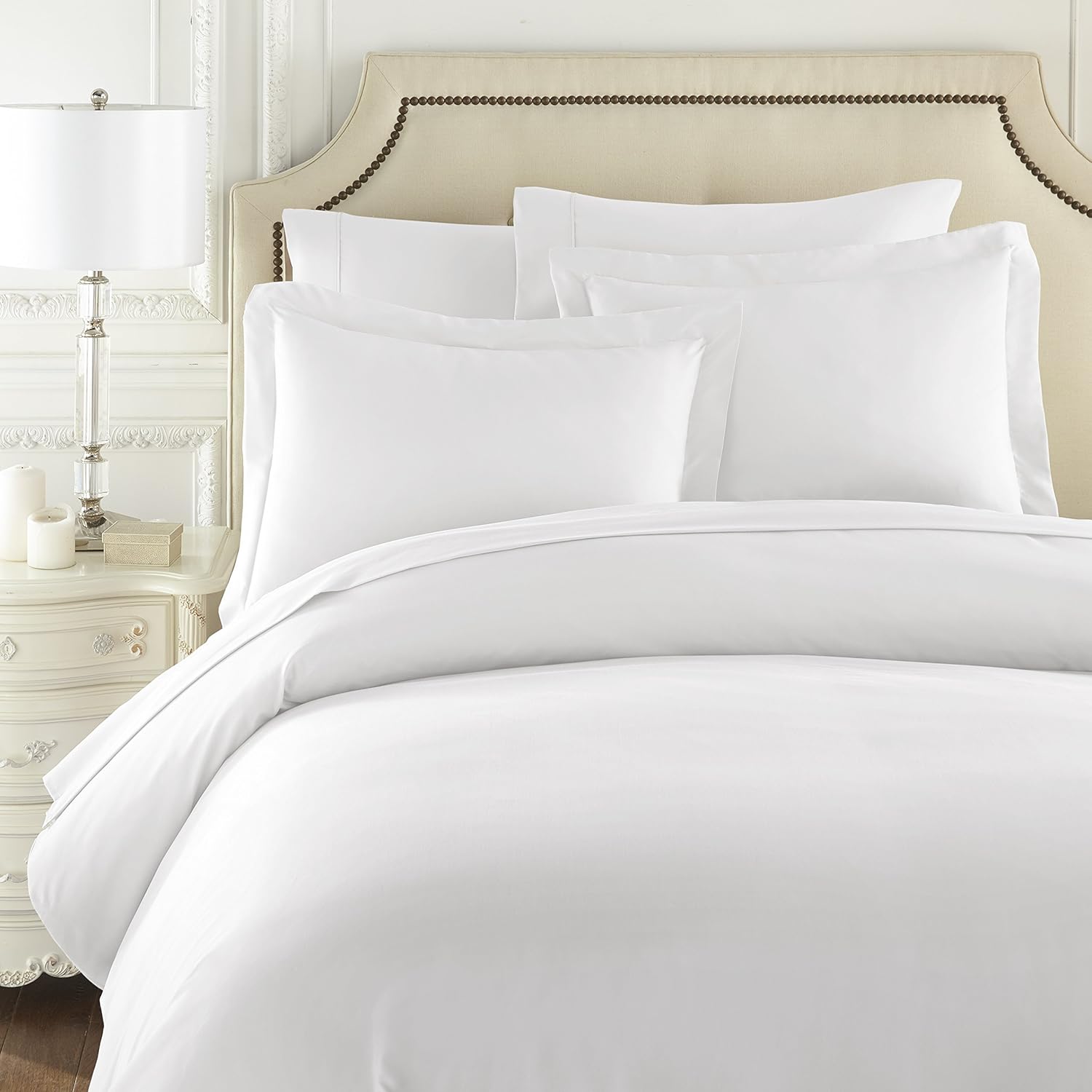 Hotel Luxury 3pc Duvet Cover Set-1500 Thread Count Egyptian Quality Ultra Silky Soft Premium Bedding Collection-Queen Size White: Kitchen & Dining