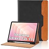Case for Samsung Galaxy Tab S11 11 Inch 2025(SM-X730/SM-X736B) - PU Leather Folio Case with S Pen Holder and Pocket, Auto Wake/Sleep Smart Tablet Cover, Black