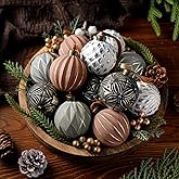 Bucherry 12 Pcs Neutral Textured Christmas Ball Ornaments 2.4 Inch Vintage Rustic Christmas Tree Decorations Farmhouse Distressed Xmas Hanging Ornaments for Tree Home Indoor Decor(Copper)