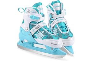Maxluke Snowflake Girl's Adjustable Ice Skates | Kids Ice Hockey Skates for Girls Boys Youth | Fun Beginner Ice Skating Shoes for Outdoor and Rink | Soft Comfortable Lining | Three Colors Available