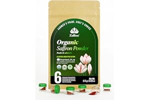 Zaffrus - Certified Organic Premium Saffron Powder for Cooking Saffron Rice, Paella, Risotto, Soup, Desserts & Herbal Teas. Pack of 6 (.75 gram/ .026 Oz)