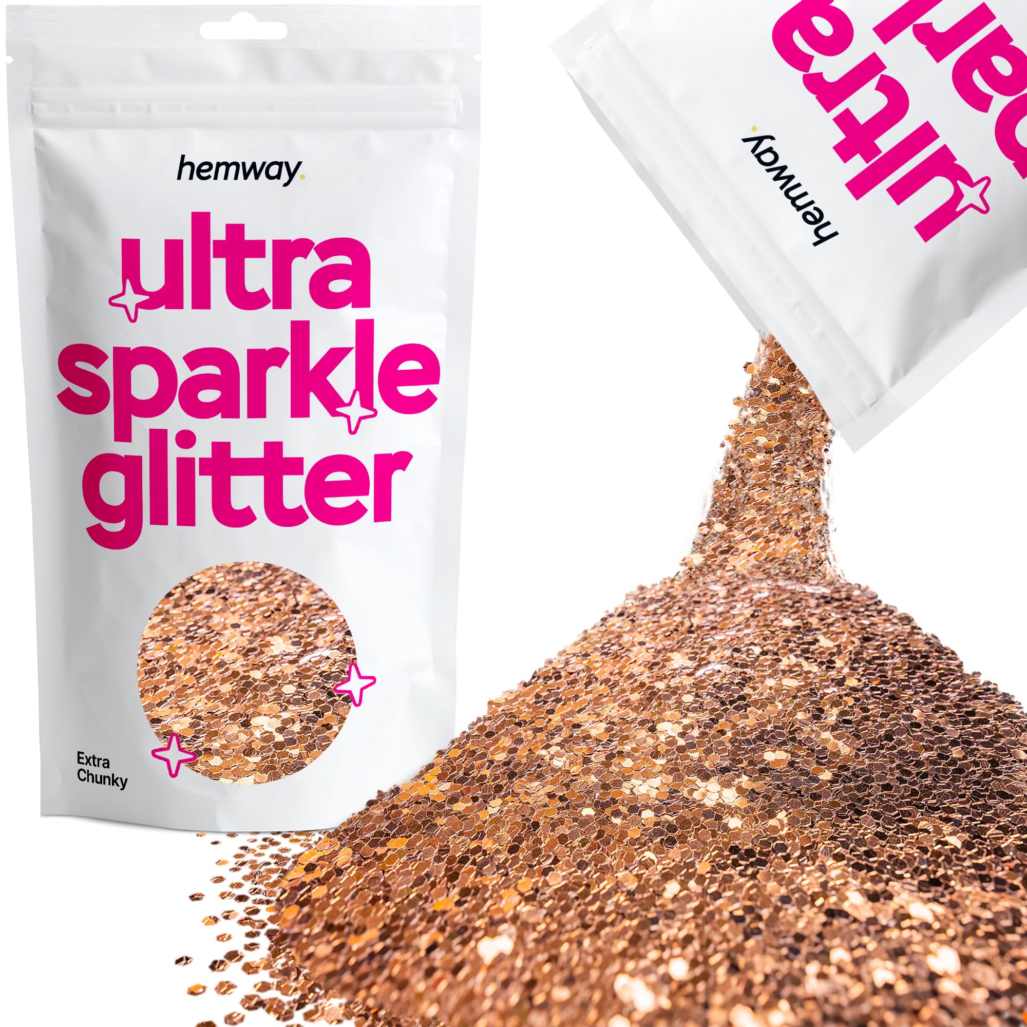 Hemway Ultra Sparkle Glitter Bronze Brown 100g Extra Chunky | Glitter for Arts & Craft, Makeup, Nail Art, Crafting, Card Making, Sparkle Decoration