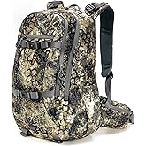 MOXULE Hunting Backpack Waterproof Pack: 25L Hunting Gear with Rain Cover,Hunting Day Pack with Rifle Bow Gun Holder (Camo)