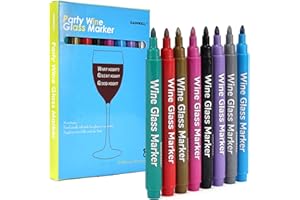 GAINWELL Metallic Wine Glass Markers 8Pcs, Non-Toxic, Food-Safe, Dishwasher-Safe, Wine Glass Marker Pens for Ceramic Plates, Parties & Weddings