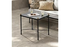 mopio Odelia Outdoor Coffee Table, Small Metal Patio Side, End Table, Conversation Piece, for Outside Lounging at Lawn, Front Porch, Balcony, Apartments, Yard, Bistro