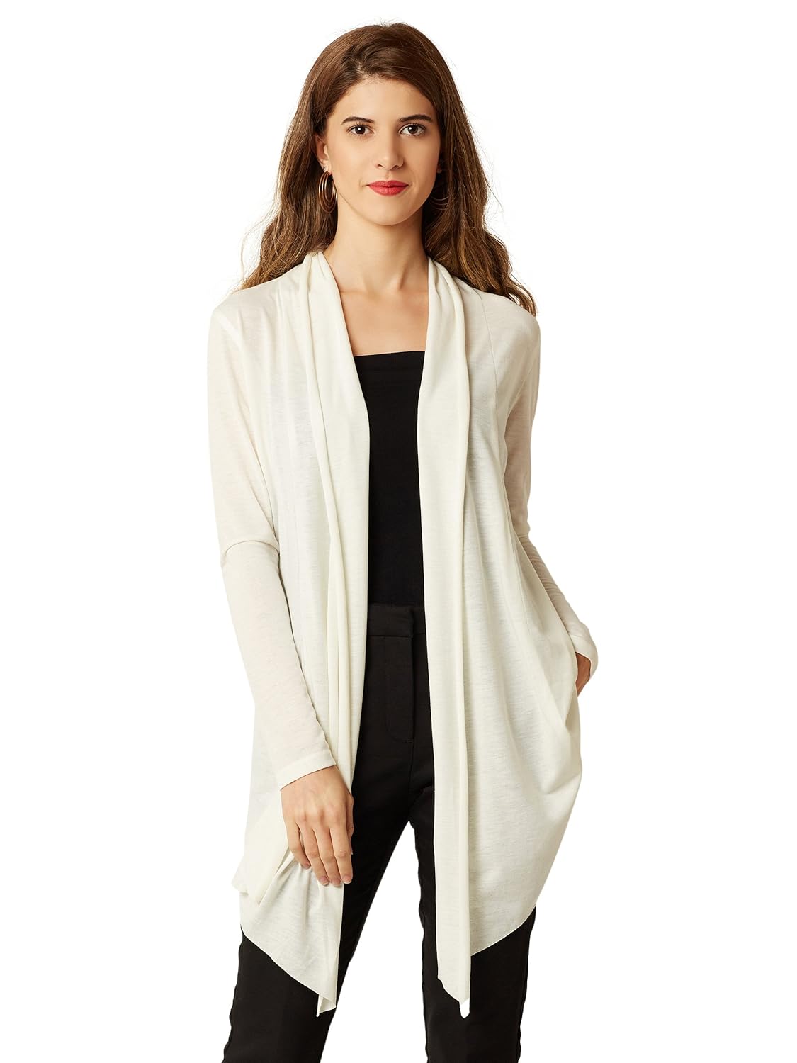 miss chase women's white open front waterfall shrug