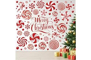 IMISHM 8 Sheet Christmas Wall Decorations Christmas Wall Stickers Retro Floor Decals Peppermint Candy Cane Stickers Decor Xmas Candy Stickers