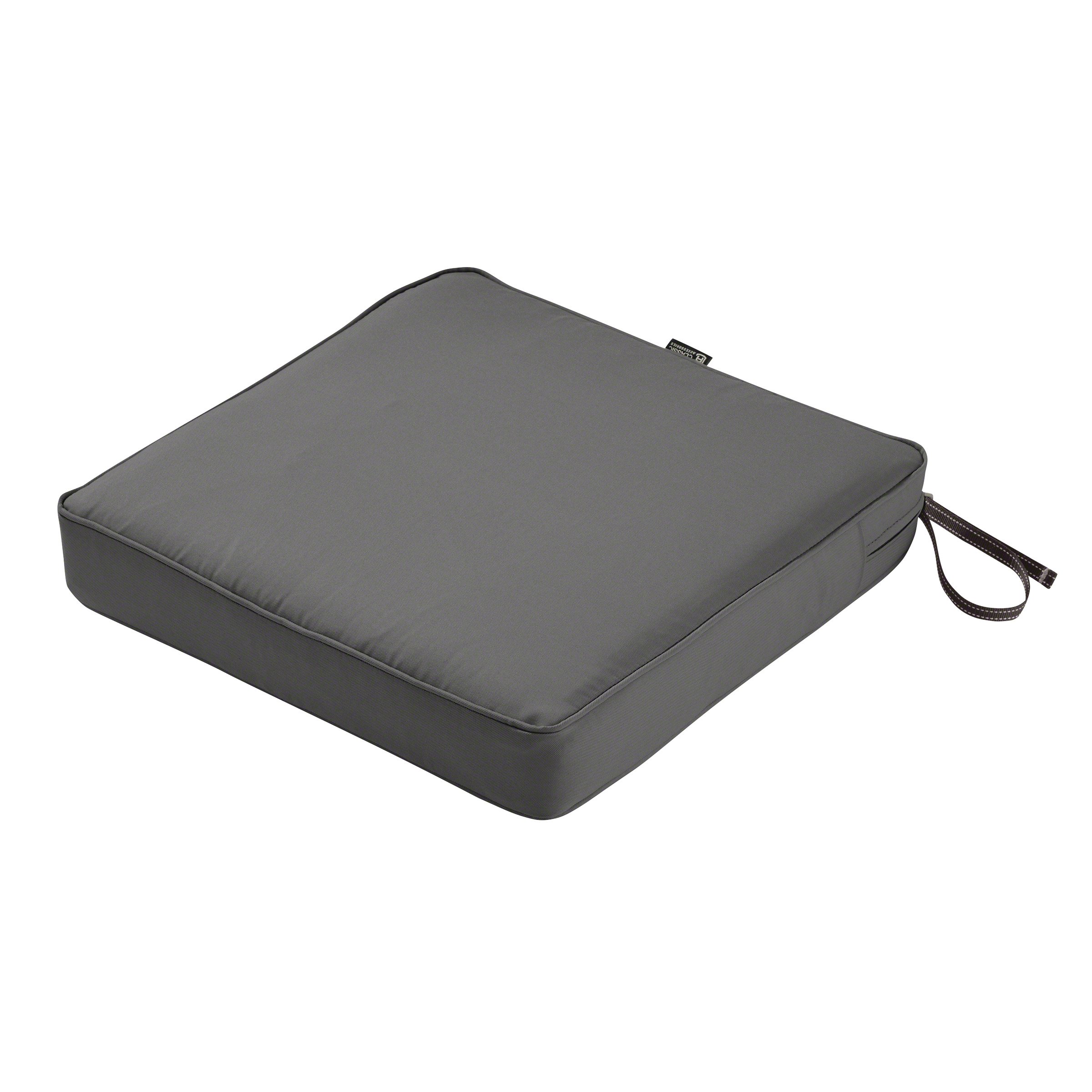 Classic Accessories Montlake Water-Resistant 19 x 19 x 3 Inch Square Outdoor Seat Cushion, Patio Furniture Chair Cushion, Light Charcoal Grey, Outdoor Cushion Cover Image Classic Accessories Montlake Water-Resistant 19 x 19 x 3 Inch Square Outdoor Seat Cushion, Patio Furniture Chair Cushion, Light Charcoal Grey, Outdoor Cushion Cover Image