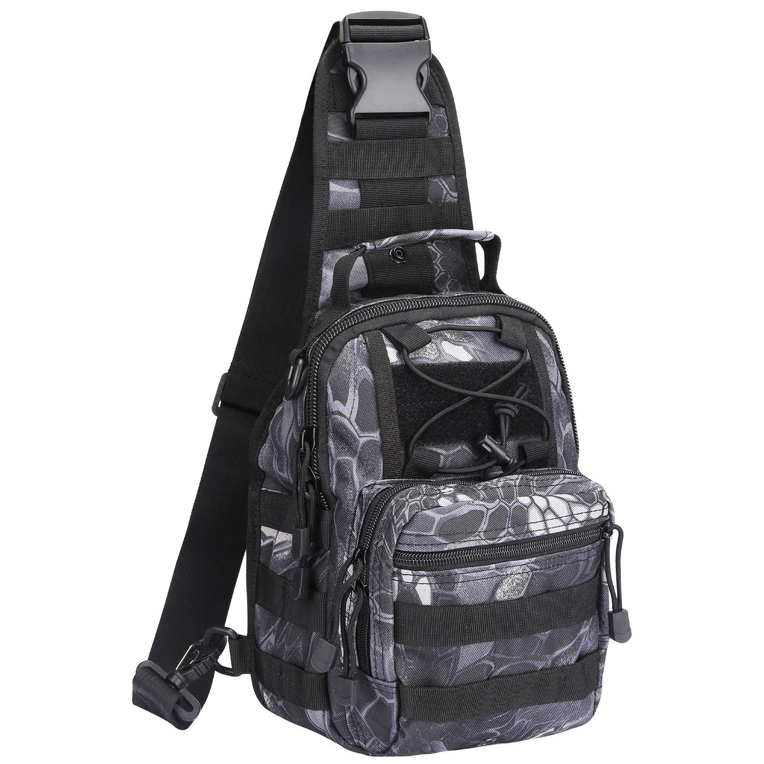 G4Free Lightweight Tactical Chest Backpack Tactical Sling Backpack Military Shoulder Bag EDC Chest Bag for Outdoor Sports Camping Hiking, jungle camouflage, 7L, Suitcase