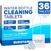Sudstainables Water Bottle Cleaner Tablets, 36 Count | Cleans reusable bottles, tumblers, flasks and hydration packs. Removes stains and odors without scrubbing.
