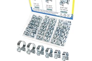 36Pcs Mini Fuel Line Clamps Assortment Kit, 1/4" 5/16" 3/8" Fuel Injection Gas Line Hose Clamps, Adjustable Zinc Plated Pipe 