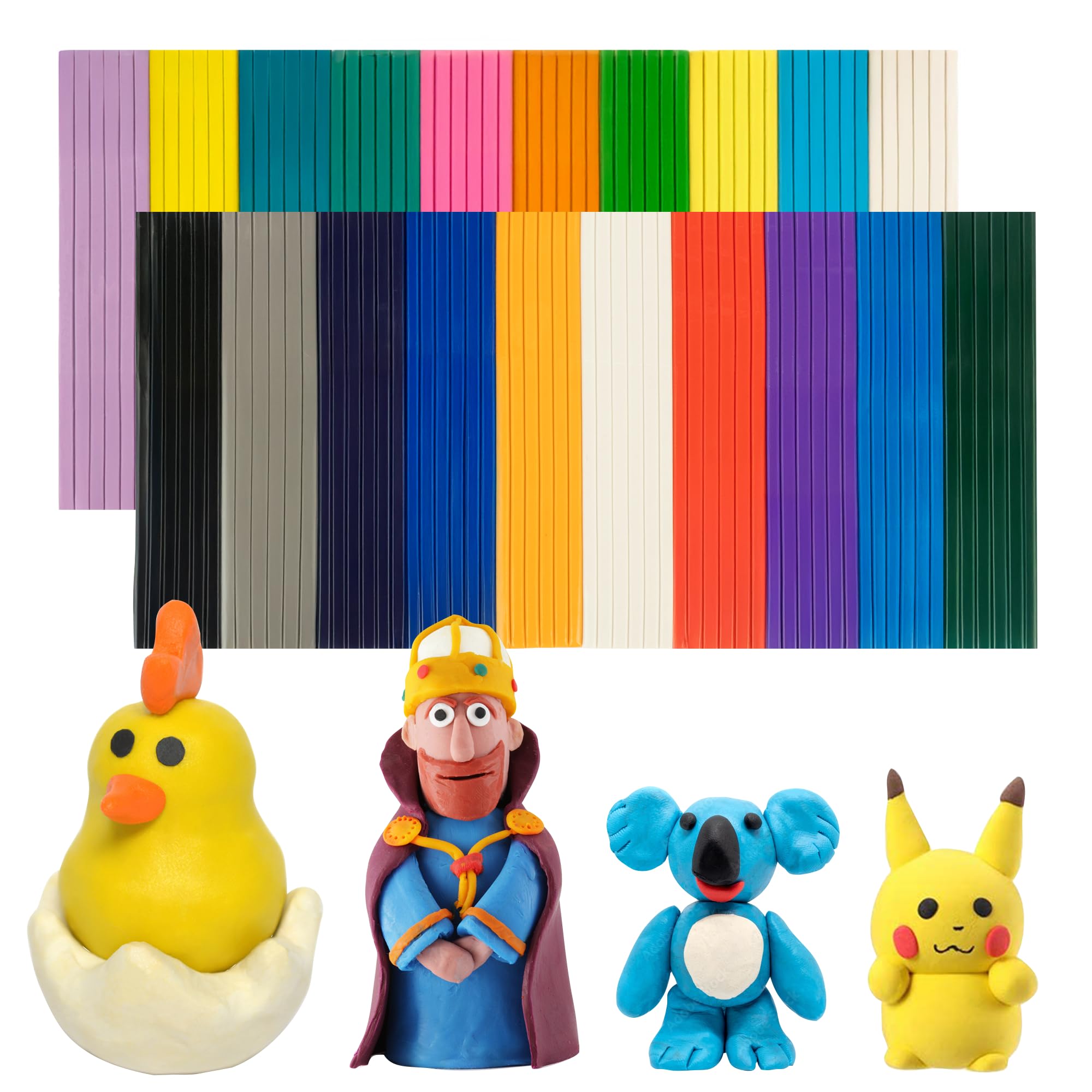 Pack of 20 Modelling Clay - Assorted Colours Molding Clay for Kids, Clay for Slime, Creative Art Crafts for Adults, Messy Play, Kids Activity Packs, Gifts for Age 3 4 5 6 7 8+ Year Old Boys Girls