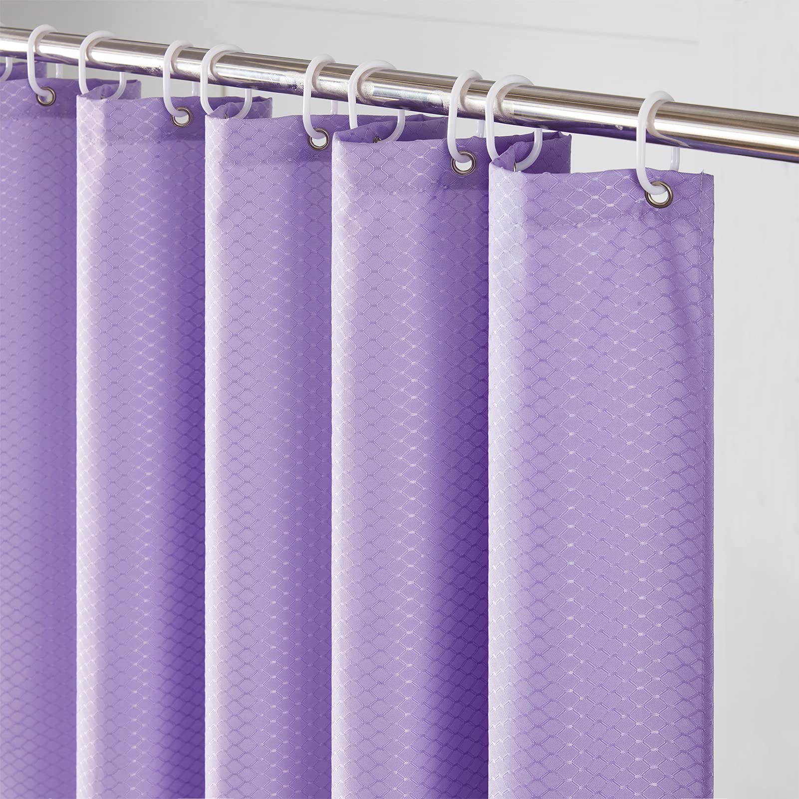 Furlinic Shower Curtain Purple Waffle Bath Curtains Mildew Resistant Waterproof Polyester Fabric Long 120x210cm for Bathroom with Hooks 47x84 Inch.