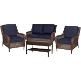 Amazon Com Hampton Bay Beacon Park Wicker Outdoor Loveseat With Toffee Cushions Garden Outdoor